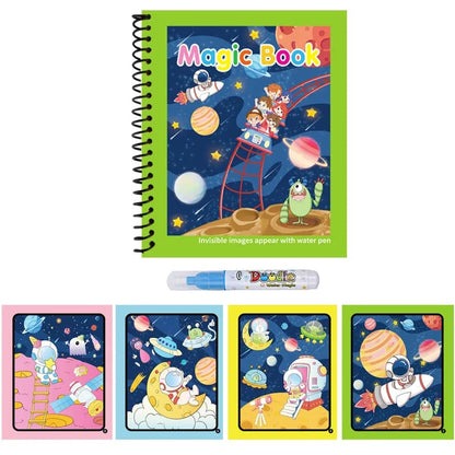 Magic Water Drawing Book Reusable Mess-Free Paint Pad Refillable Pen