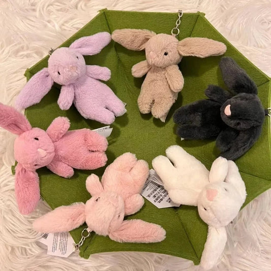 Cute Rabbit Keychain with Pompom - Stuffed Animal Pendant Trinket