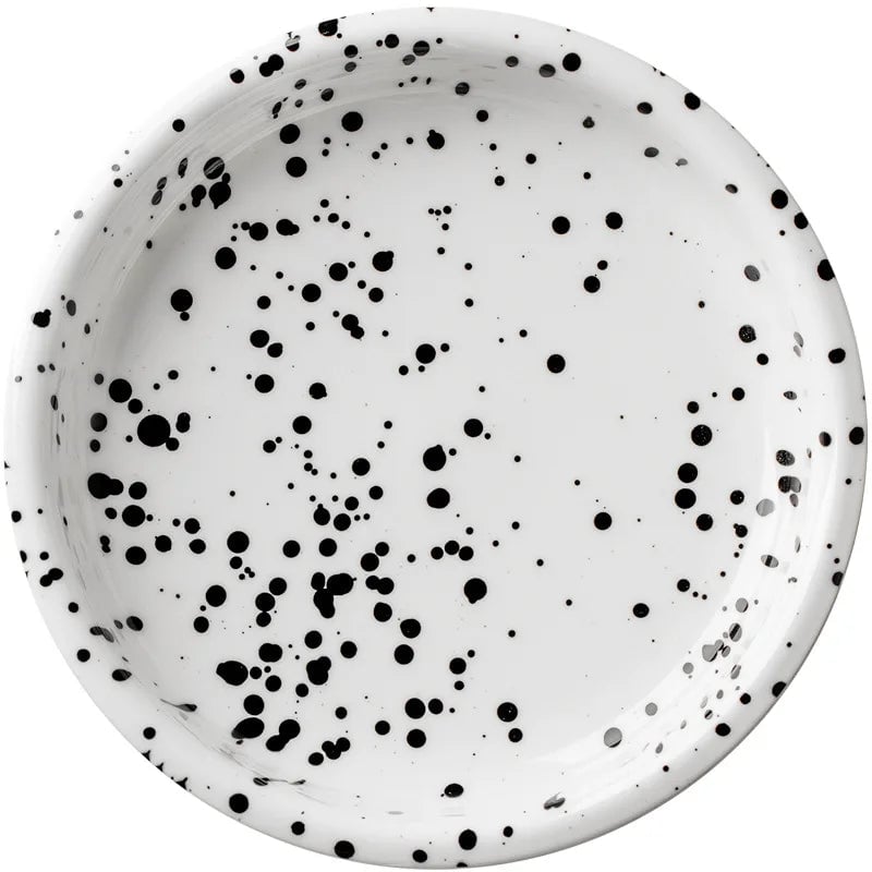 6-Piece Ceramic Plate Set Splashing Ink Design Breakfast Dessert