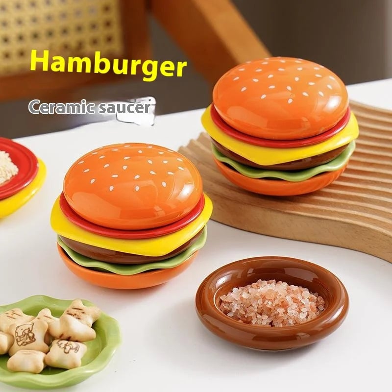 6-Layer Stackable Hamburger Plate Set PP Dinner Plates Sauce Container