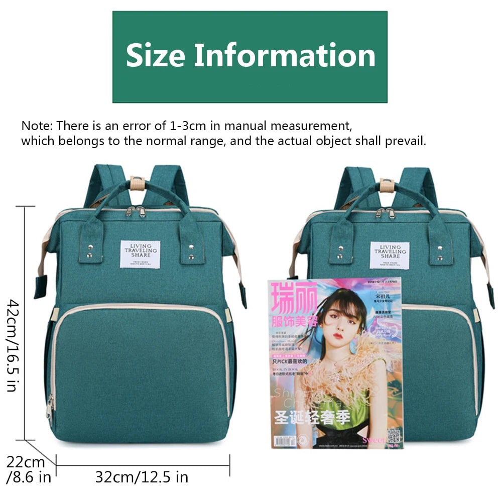 3-in-1 Folding Baby Crib Diaper Bag - Portable Travel Bassinet