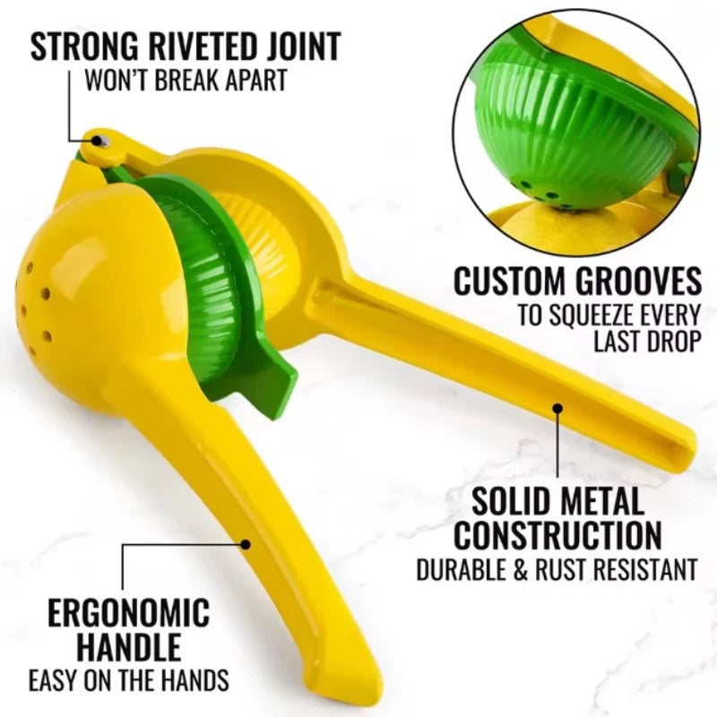 2-in-1 Aluminum Alloy Citrus Juicer - Handheld Lemon Orange Press
