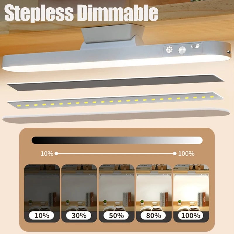 USB Rechargeable LED Desk Lamp Magnetic Dimmable 3 Color Reading Light