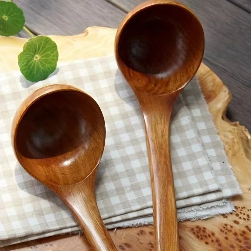 Non-Stick Wooden Cooking Spoon - Anti-Scalding Soup Ladle Kitchen
