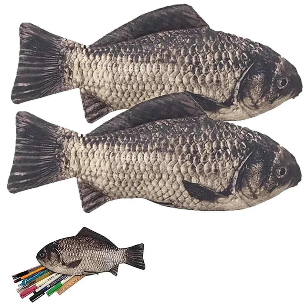 Fish Shaped Pencil Case - Novelty Pen Bag & Coin Purse Office Supply