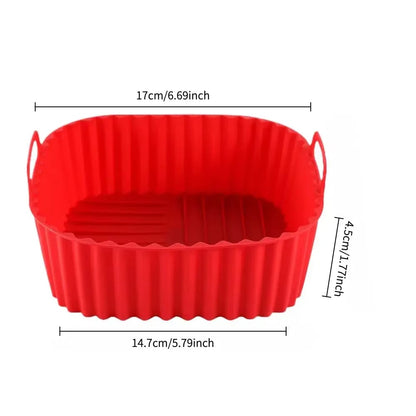 Square Silicone Air Fryer Basket Pan - Reusable Food Safe Baking Mold