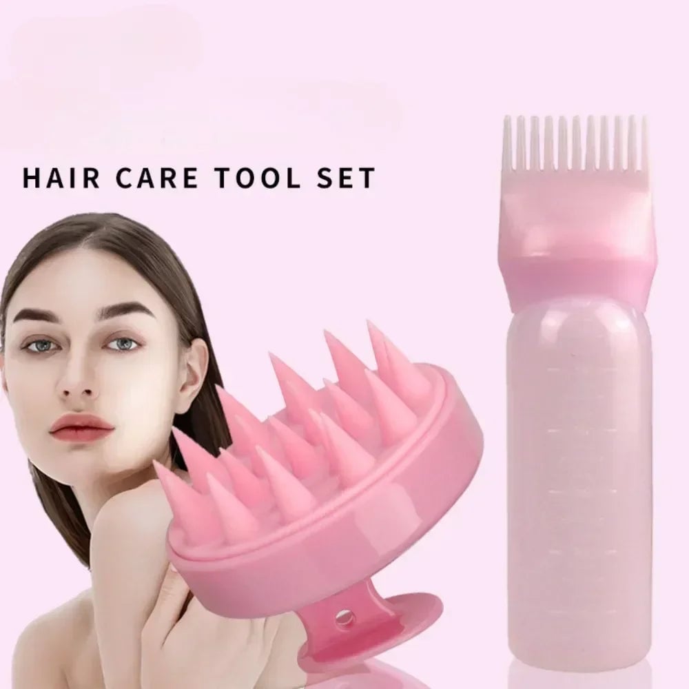 Silicone Scalp Massage Brush Hair Dye Applicator Bottle Salon Tool