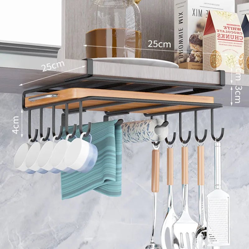 Under Cabinet Storage Basket Rack - Kitchen Cutting Board Organizer