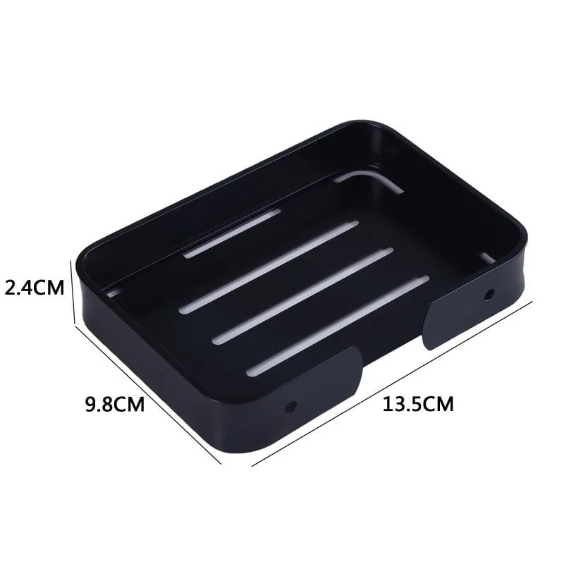 Black Aluminum Wall Mounted Soap Dish Holder Square Basket Storage