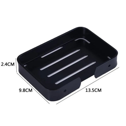 Black Aluminum Wall Mounted Soap Dish Holder Square Basket Storage