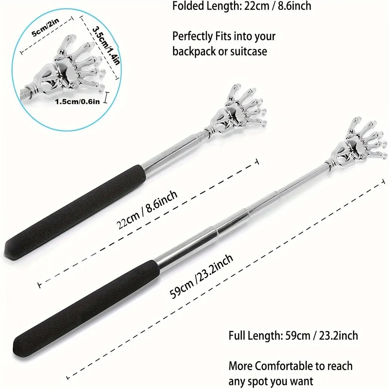 Stainless Steel Telescoping Back Scratcher - Extendable Massager