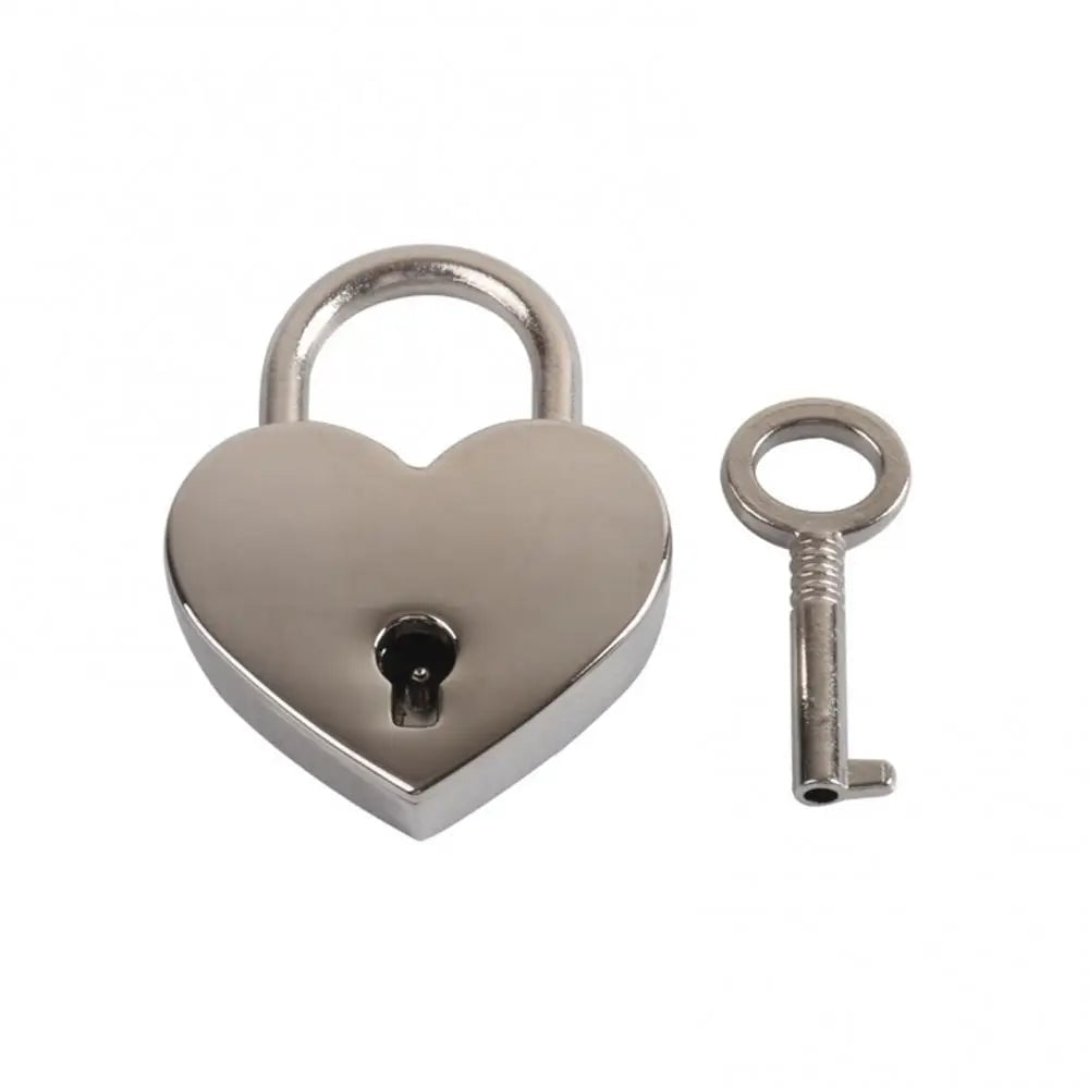Heart Shape Mini Padlock Luggage Lock with Key - Vintage Style