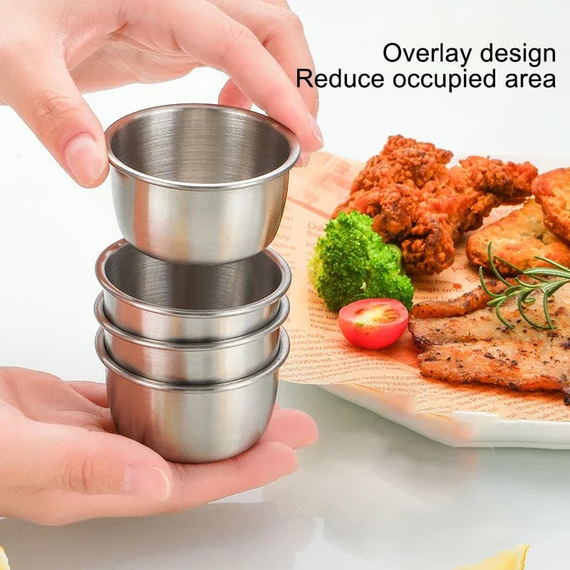 304 Stainless Steel Sauce Dipping Bowls 6/12 Pcs Round Mini Cups