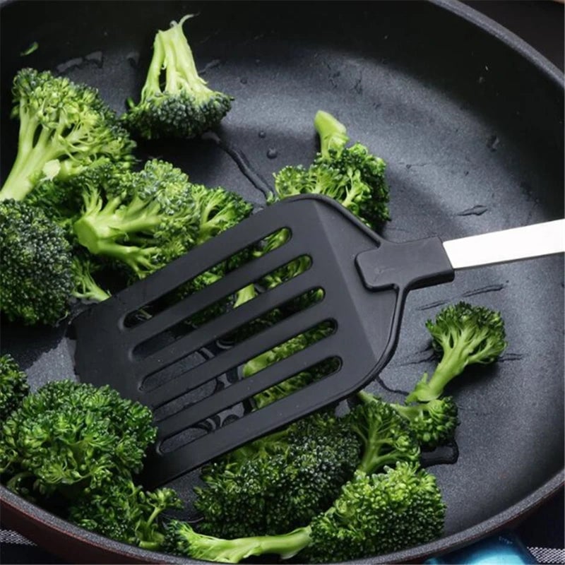 Stainless Steel Turner Spatula with Nylon Handle - Fish Egg Frying