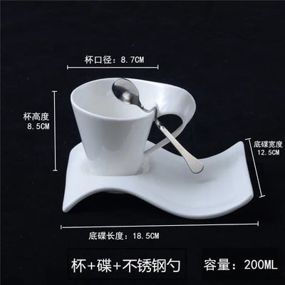 European Ceramic Espresso Cup Set with Spoon & Holder - 3-Piece