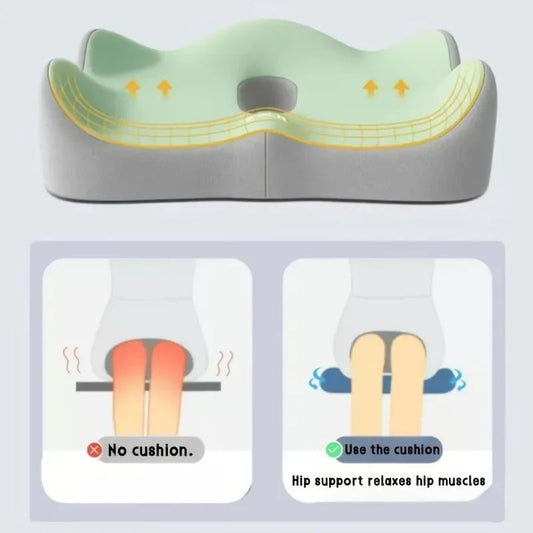 3-Zone Memory Foam Lumbar Support Cushion - Ergonomic Posture Corrector