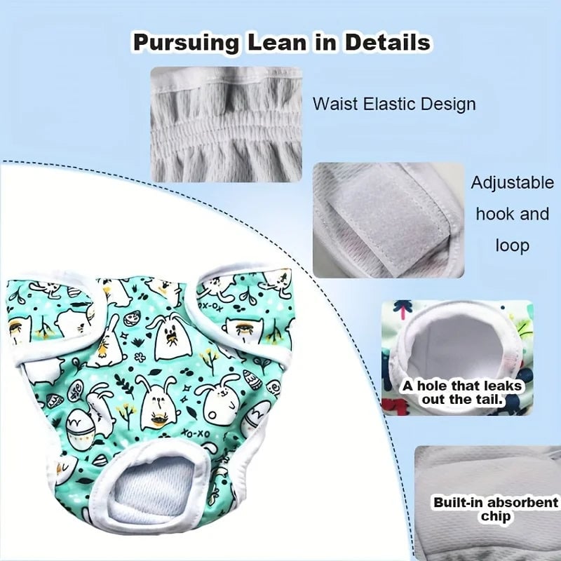 Reusable Washable Dog Diapers - Leak Proof Absorbent Pet Pants