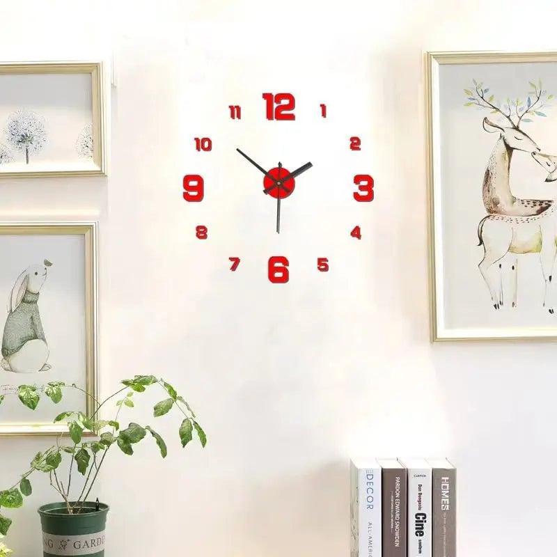 Frameless DIY Wall Clock Decal - Silent Movement Living Room Decor