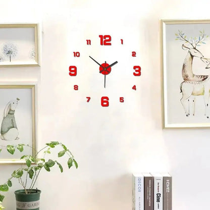Frameless DIY Wall Clock Decal - Silent Movement Living Room Decor