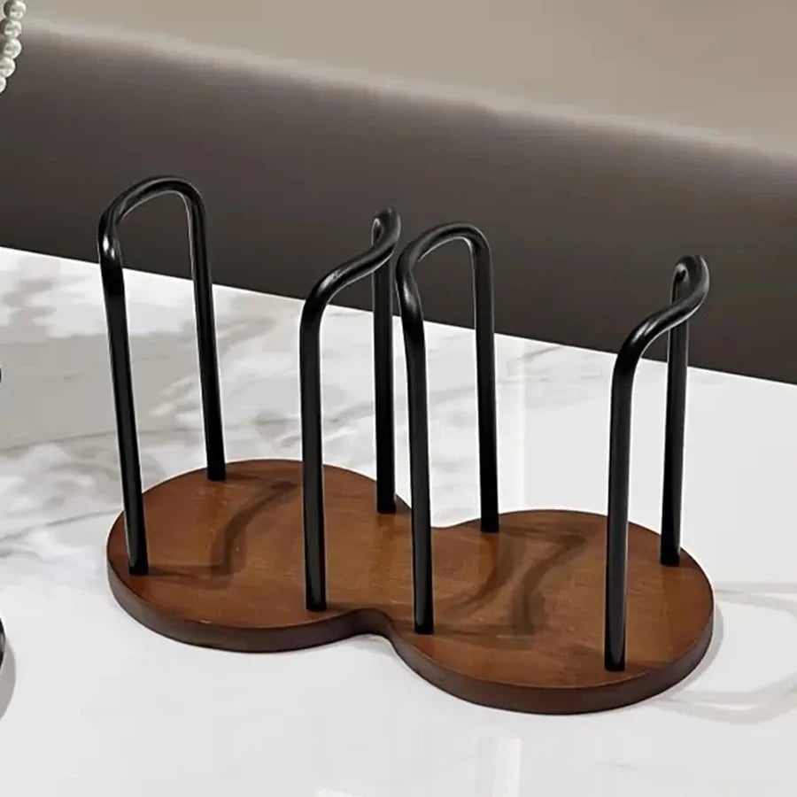 Wood Disposable Cup Dispenser Rack with Extended Stick - Storage Stand