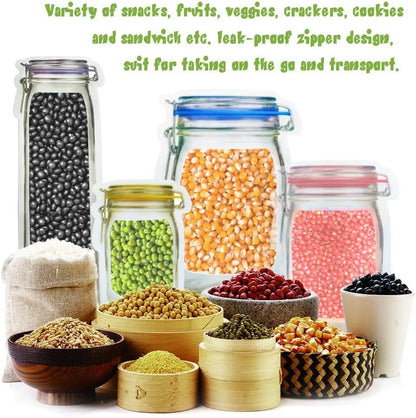 Leakproof Reusable Mason Jar Zipper Bags Multi-Size Food Storage