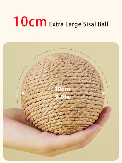 10CM Interactive Sisal Cat Scratching Ball - Teeth Cleaning Sound Toy