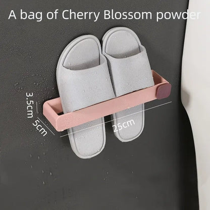 Wall Mounted Bathroom Slipper Shelf No Drill One Piece Shoe Rack