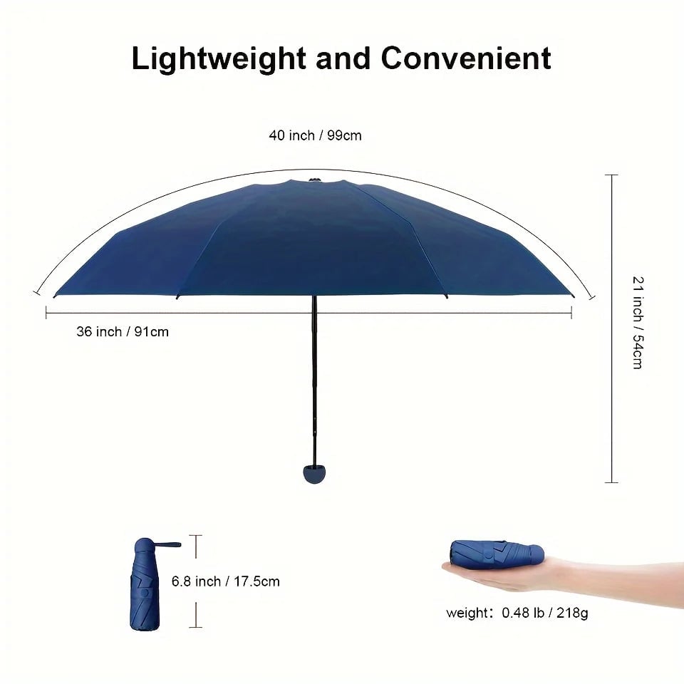 Portable Mini Umbrella 6 Ribs Anti-UV Coating Sun Rain Protection