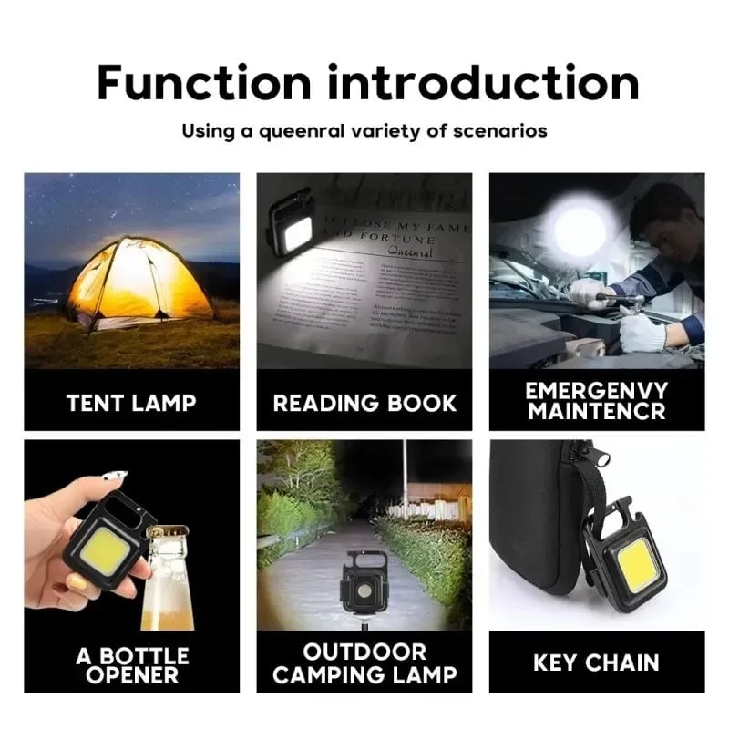 Mini LED COB Keychain Flashlight USB Rechargeable Aluminum Alloy