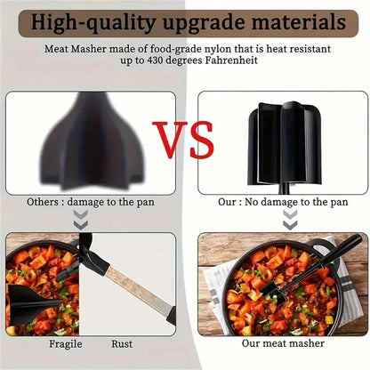 Heat Resistant Meat Chopper Shredder - Hamburger Ground Beef Smasher