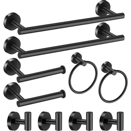 3-Piece Stainless Steel Bathroom Hardware Set - Towel Bar Ring Paper