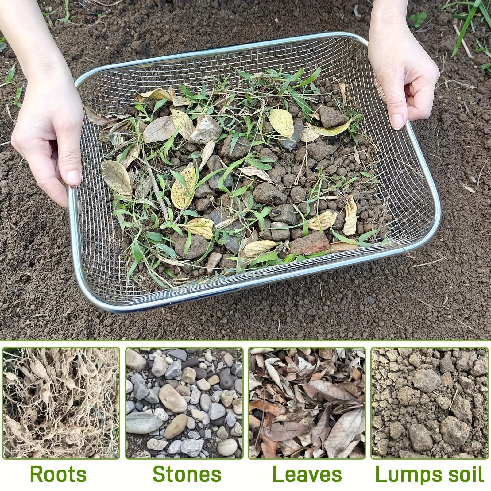 Stainless Steel Soil Sieve Mesh - Garden Rock Filter Compost Sand