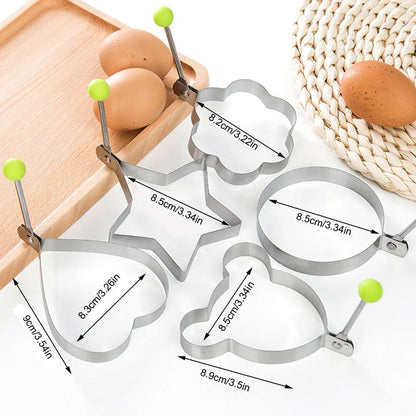 5Pcs Stainless Steel Egg Rings with Handles - Non-stick Pancake Mold