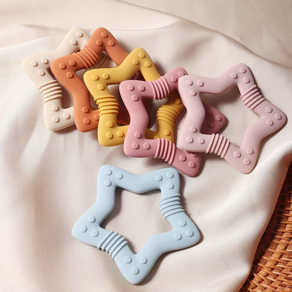 Food Grade Silicone Heart Star Teether - Baby Teething Toy 2024