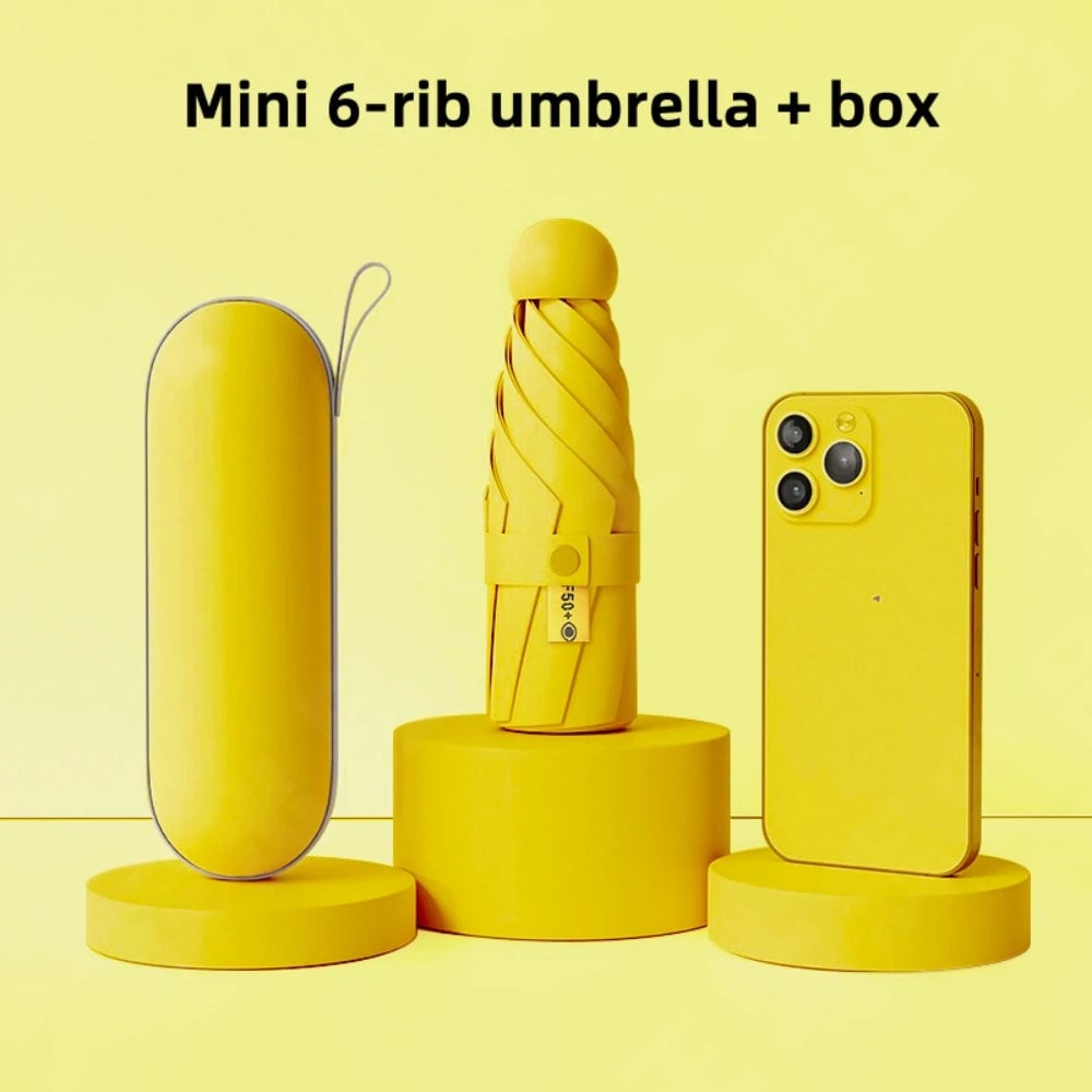 Portable Mini Umbrella 6 Ribs Anti-UV Coating Sun Rain Protection