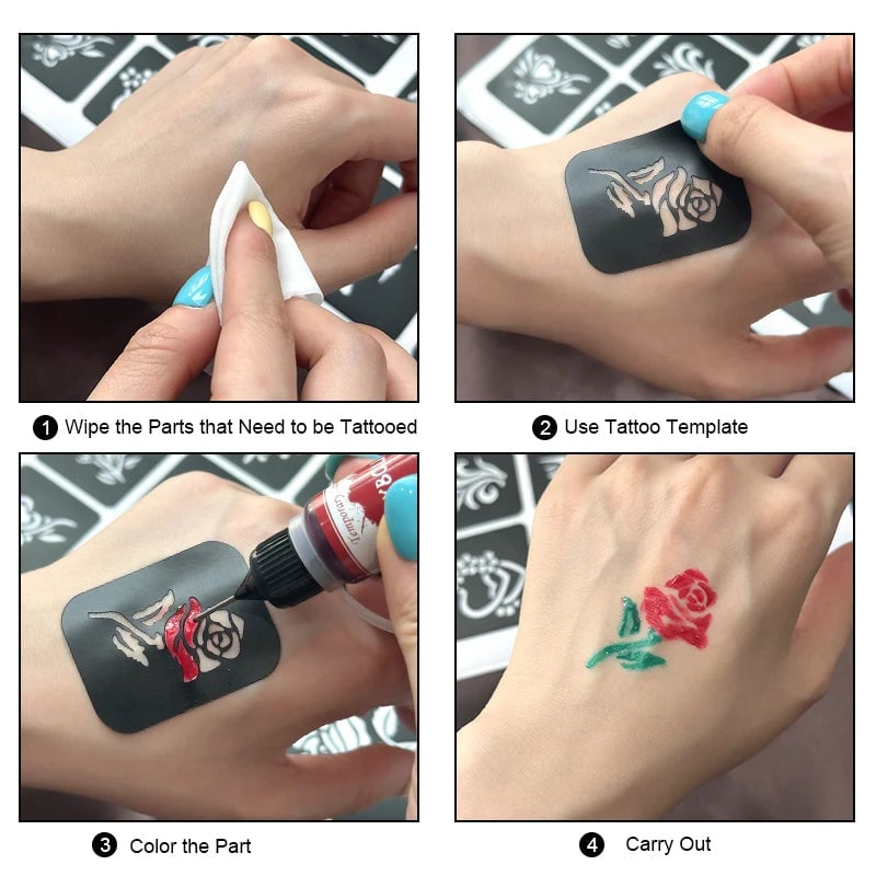 Temporary Tattoo Ink Stickers Freehand Face Body Painting Gel Kit