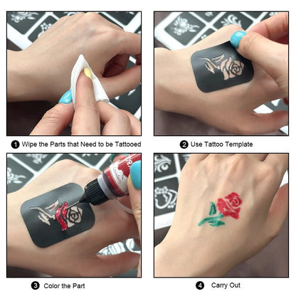 Temporary Tattoo Ink Stickers Freehand Face Body Painting Gel Kit