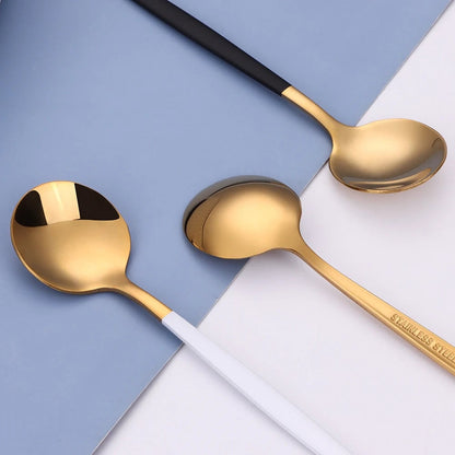 Gold Stainless Steel Coffee Spoons Set - 6 Piece Dessert Teaspoons