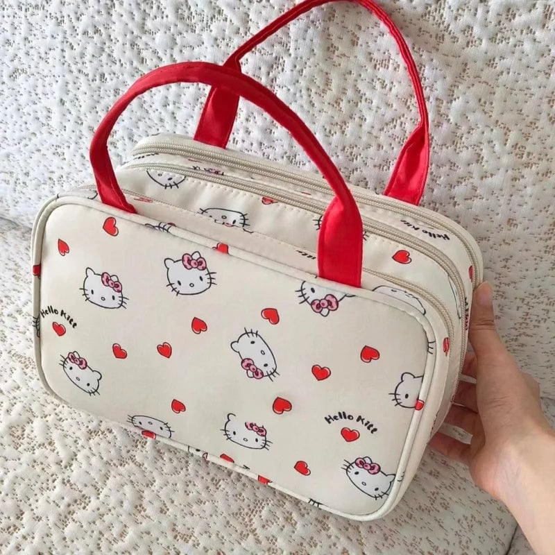Hello Kitty 3-Layer Travel Makeup Organizer Cosmetic Storage Bag