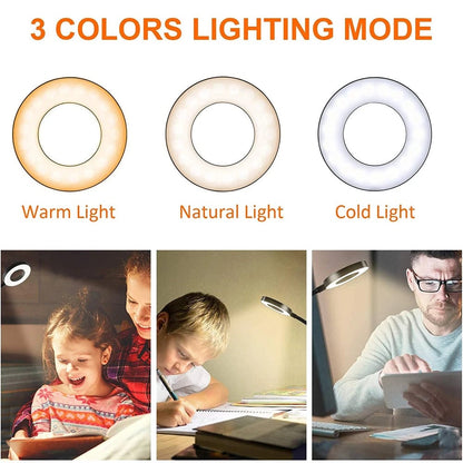 48 LED Clip-On Desk Lamp 360° Flexible Gooseneck USB Eye Care Light
