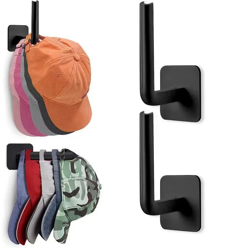 4PCS No Drill Adhesive Wall Hooks Strong Paste Shelf Hat Rack