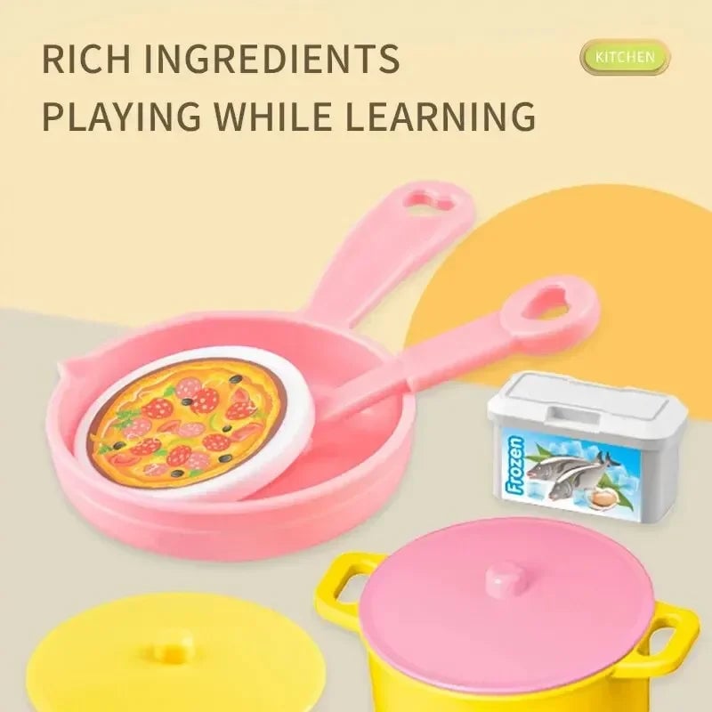 Mini Kitchen Counter Pretend Play Cooking Toy Set - Role Play Food