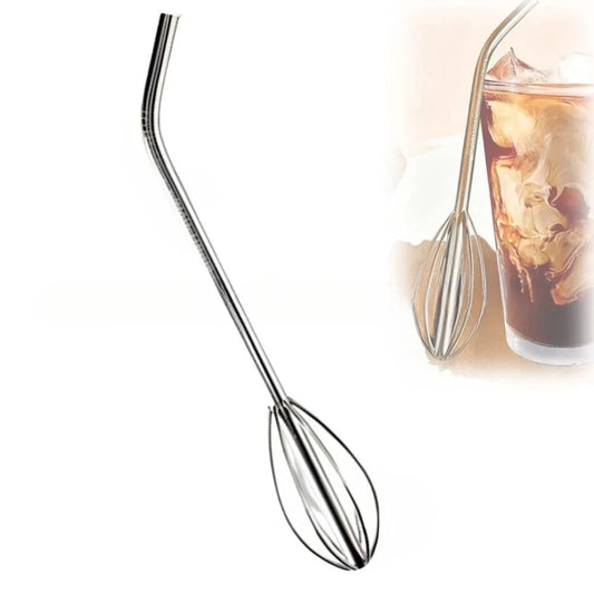 2-in-1 Whisk Straw Blender - Stainless Steel Reusable Mixing Straw