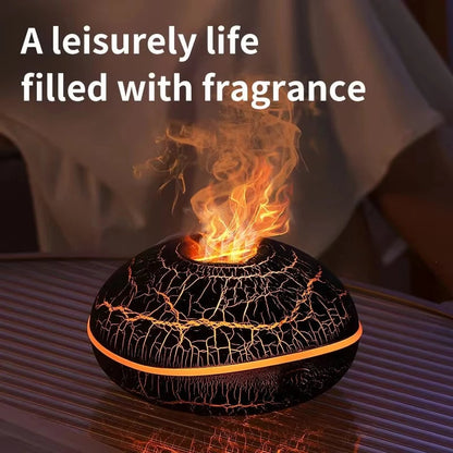 Ultrasonic Flame Humidifier with Aromatherapy & Night Light