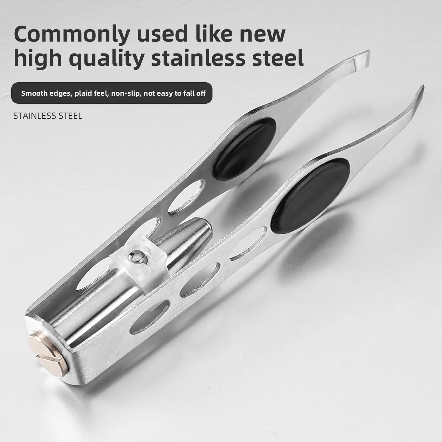 LED Illuminated Stainless Steel Precision Eyebrow Tweezers Tool