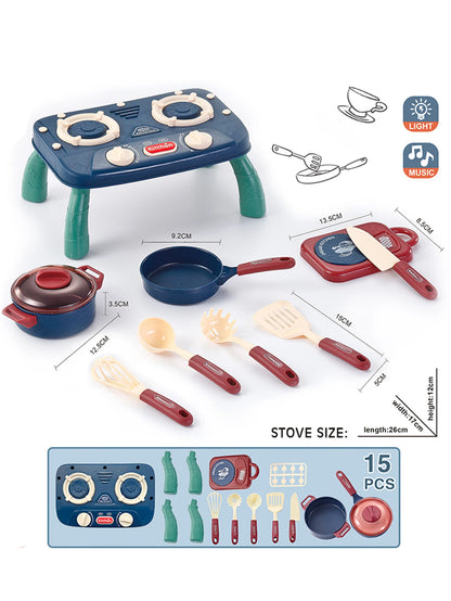Kids Kitchen Playset with Light Sound Effects - Pretend Cooking Toy