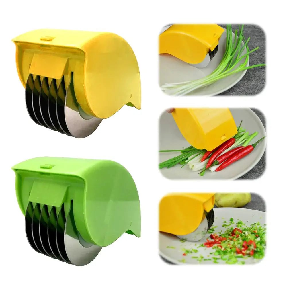6-Blade Stainless Steel Vegetable Chopper Manual Herb Roller