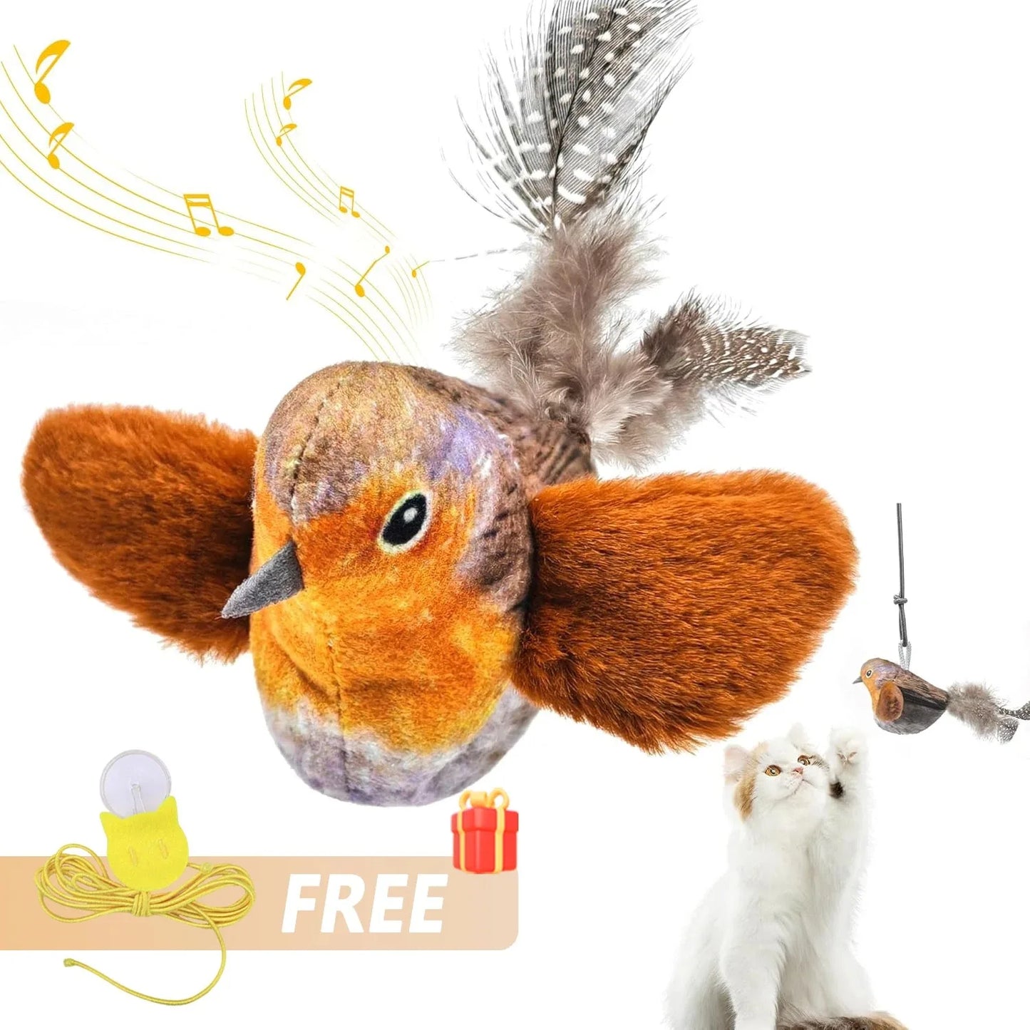 Interactive Bird Cat Toy - Wall Mount Sound Catnip Teaser Indoor Play