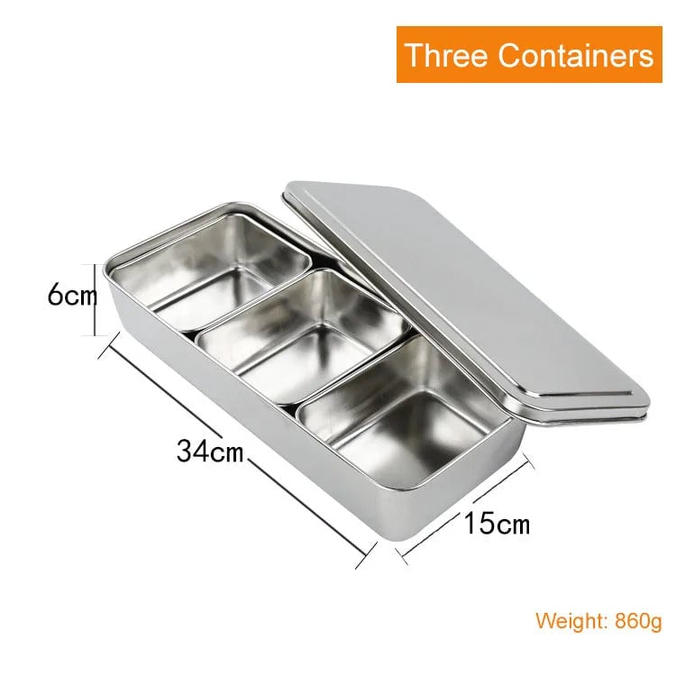 Stainless Steel Pizza Seasoning Container 6 Compartment Ingredient Box