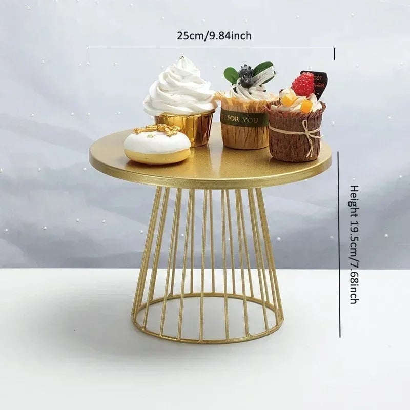 Gold Metal Cake Stand Set 20+25cm - Wedding Dessert Display Plates